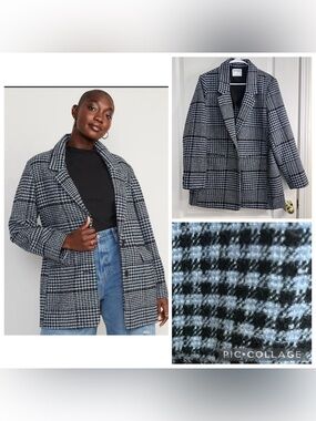 Old Navy Plaid Tweed Two Button Soft-Brushed
Oversized Blazer Jacket size L
